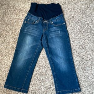Lilac capri jeans size XS 28x20 medium wash blue maternity pants